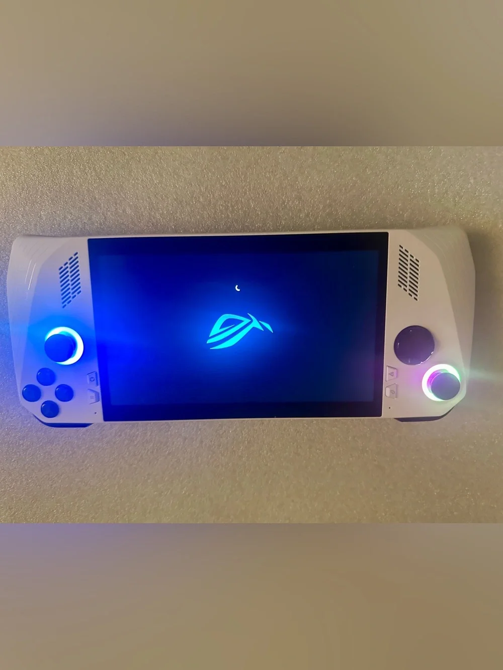 White Handheld Gaming Console with RGB Analog Rings